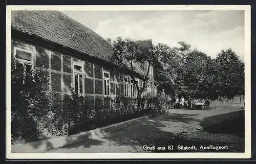 AK Kl. Süstedt, Gastwirtschaft von Adolf Schulze mit Gästen am Kaffeetisch