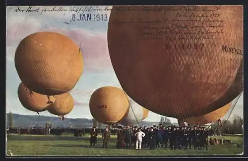 AK Fesselballon's am Boden, glückliche Fahrt in Jahr 1918