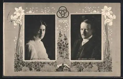 AK Essen, Portraits G. v. Bohlen und Halbach, Bertha Krupp, 1906