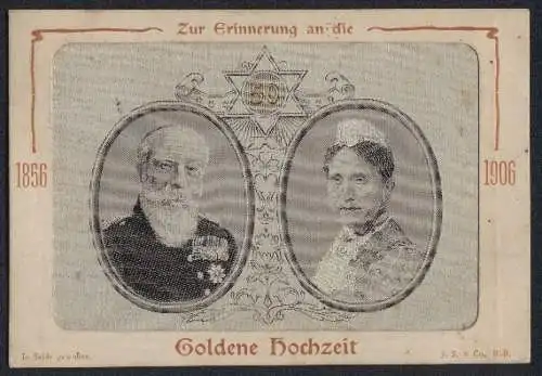 Seiden-AK Erinnerung an die goldene Hochzeit von Grossherzog Friedrich & Grossherzogin Luise von Baden