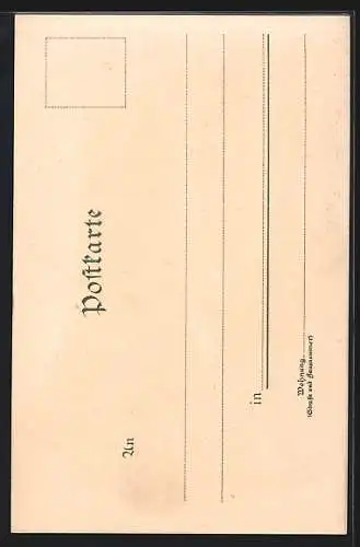 Künstler-Lithographie Paul Hey: München, Parademusik am Marienplatz