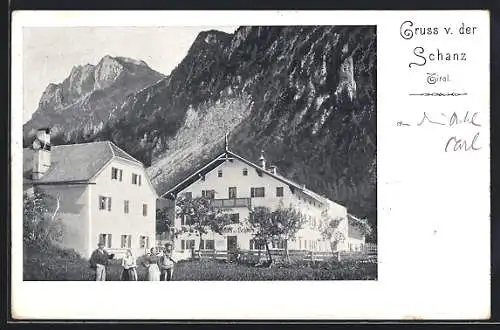 AK Ebbs, Ortsansicht mit Gasthaus Schanz