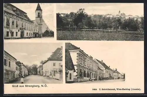 AK Strengberg /N.-Ö., Gasthaus, Strassenpartie, Teilansicht