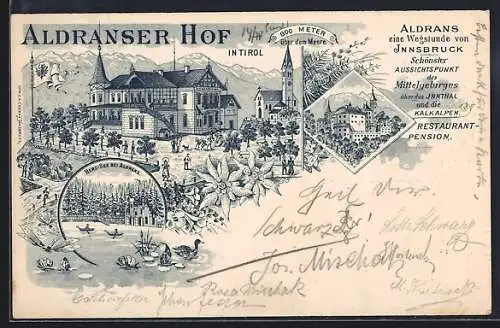 AK Aldrans, Gasthaus Aldranser Hof, Herz-See und Schloss