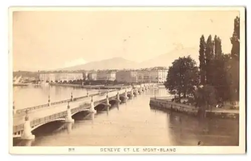 Fotografie Garcin, Geneve, Ansicht Geneve, Blick auf die Stadt mit Mont-Blanc