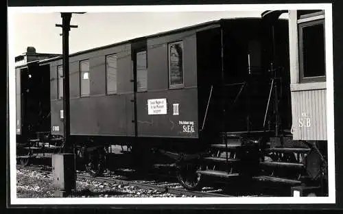 Fotografie österreichische Eisenbahn ÖBB, Passagierwaggon mit Schild: Dieser Wagen ist für das Museum bestimmt