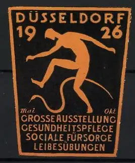 Reklamemarke Düsseldorf 1926, Grosse Ausstellung Gesundheitspflege, athletische Figur