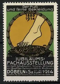 Reklamemarke Döbeln, Der Fuss und seine Bekleidung 1889-1914, Fuss im Ornamentkreis