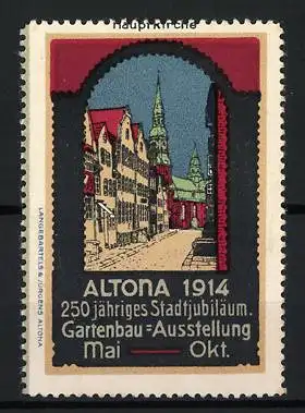 Reklamemarke Altona, 250-jähriges Stadtjubiläum 1914, Hauptkirche