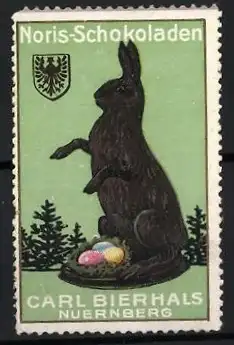 Reklamemarke Nürnberg, Noris-Schokoladen, Osterhase mit Eiern