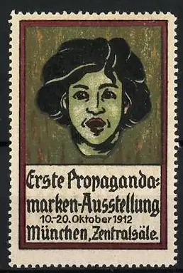 Reklamemarke München, Erste Propagandamarken-Ausstellung 1912, Frauenporträt