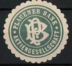 Reklamemarke Plauen, Plauener Bank Aktiengesellschaft, Monogramm PB