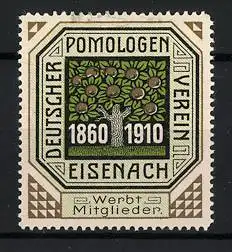 Reklamemarke Eisenach, Deutscher Pomologen-Verein 1860-1910, Apfelbaum-Symbol