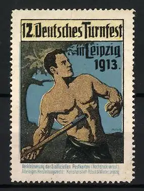 Reklamemarke Leipzig, 12. Deutsches Turnfest 1913, Speerwerfer