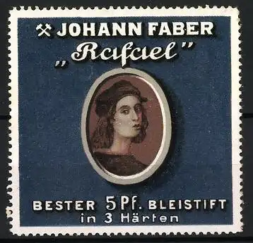 Reklamemarke Johann Faber Rafael, Bester Bleistift in 3 Härten