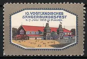 Reklamemarke Plauen, 10. Vogtländisches Sängerbundesfest 1913, Festhalle