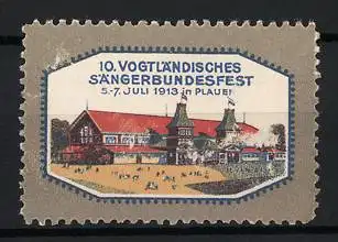 Reklamemarke Plauen, 10. Vogtländisches Sängerbundesfest 1913, Festhalle