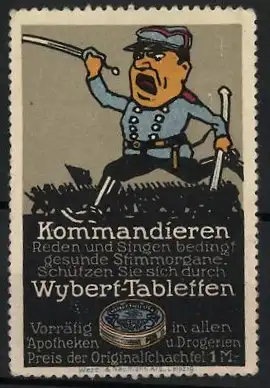 Reklamemarke Wybert-Tabletten, kommandierender Soldat