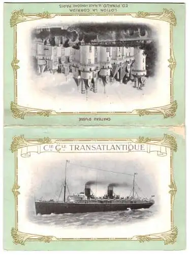 Menükarte 1907, Paquebot La Lorraine, Dejeuner, Front mit Ansicht des Schiffes