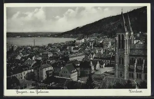 AK Bregenz am Bodensee, Teilansicht mit Kirche