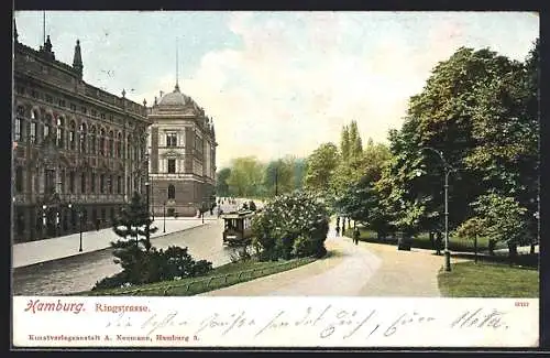 AK Hamburg-Neustadt, An der Ringstrasse, Strassenbahn