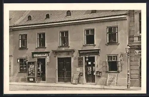 AK Alt-Wien, Schuberts Geburtshaus mit Optiker