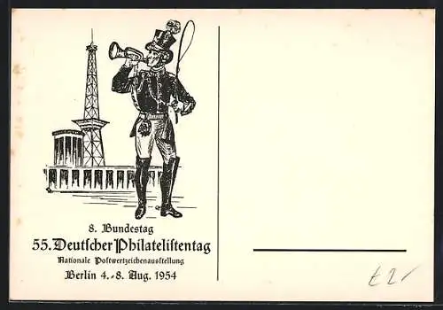 Künstler-AK Berlin, 55. Nationale Postwertzeichen-Ausstellung, 4.-8. 8. 1954