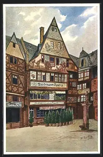 Künstler-AK Bernhard Liebig: Frankfurt a. M. Gasthaus Altdeutsche Bierstube