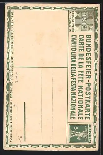 AK Schweizer Bundesfeier 1912, für das Rote Kreuz