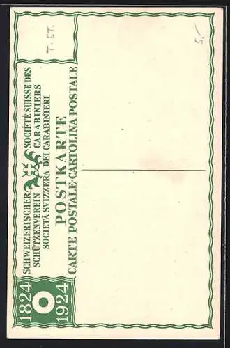AK Schweizerischer Schützenverein 1824 - 1924, Schütze vor Zielscheibe