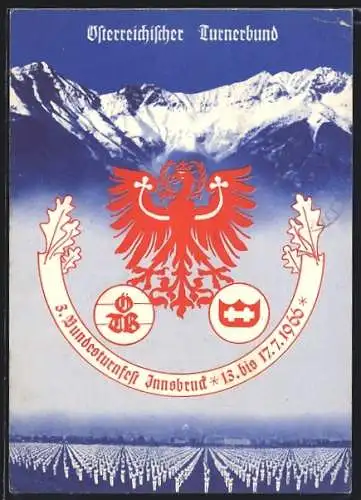 AK Innsbruck, 3. Bundesturnfest 1966, Adler mit Formation von Turnern