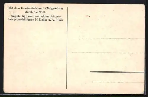 AK Kutsche mit Diorama von Drachenfels und Königswinter auf Weltreise, Expedition