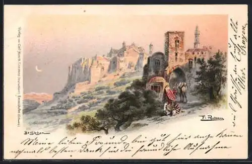 Künstler-Lithographie F. Perlberg: Bethlehem, Teilansicht