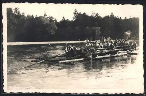 AK Flossfahrt auf der Isar