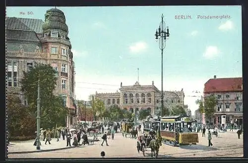 AK Berlin, Potsdamerplatz mit Strassenbahn