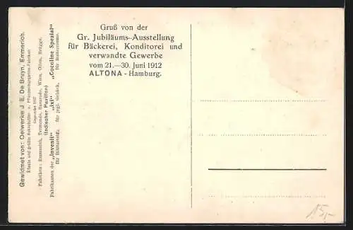 AK Hamburg-Altona, Grosse Ausstellung für Bäckerei und Konditorei 1912, Lombardsbrücke, Hauptbahnhof, Hafen