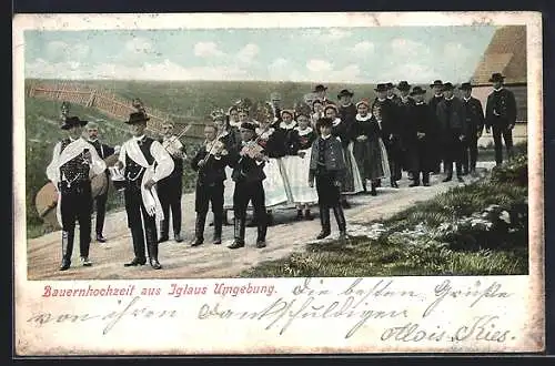 AK Iglau, Hochzeitszug einer Bauernhochzeit