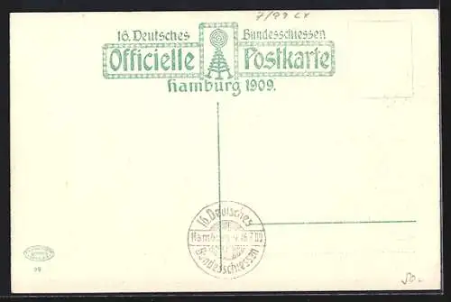 AK Hamburg, 16. Deutsches Bundesschiessen 1909, Hauptportal, Schützenverein