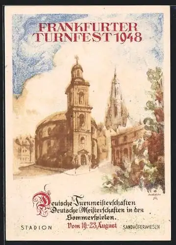 Künstler-AK Frankfurt am Main, Deutsche Turnmeisterschaften in den Sommerspielen 1948