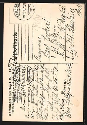 Künstler-AK sign. O. Weil: Hamburger Opfertag 1. Nov. 1915, Soldat auf Wache im Schnee