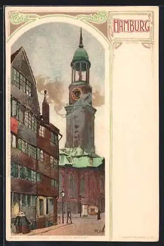 Künstler-AK Heinrich Kley: Hamburg, St. Michaeliskirche