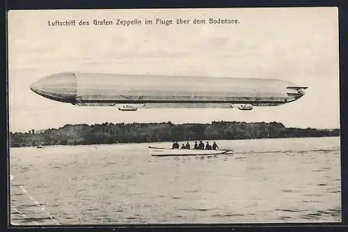 AK Luftschiff des Grafen Zeppelin im Fluge über dem Bodensee