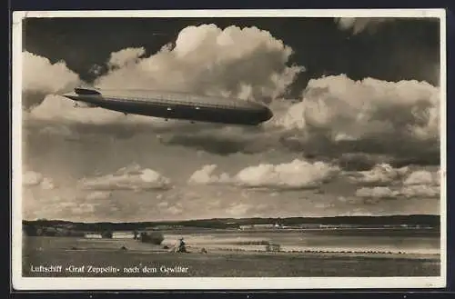 AK Luftschiff Graf Zeppelin nach dem Gewitter