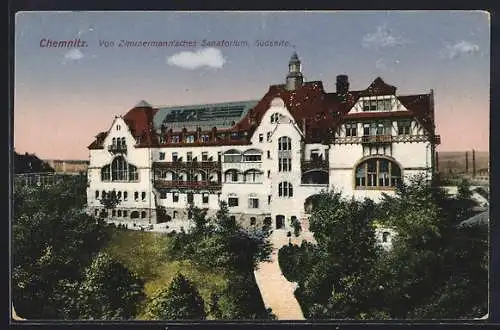 AK Chemnitz, von Zimmermann'sches Sanatorium, Südseite