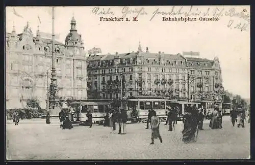 AK Frankfurt a. M., Bahnhofsplatz mit Strassenbahn