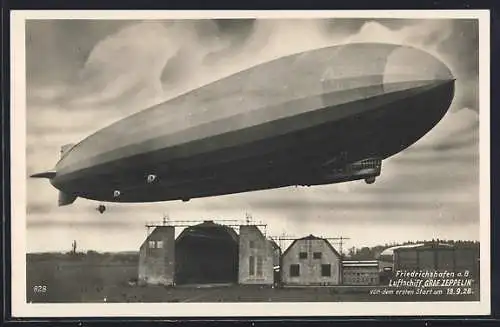 AK Friedrichshafen, Luftschiff Graf Zeppelin, vor dem Start am 18. 9.1928