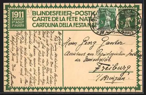 AK Schweizer Bundesfeier 1911, Schlachtszene, Ritter im aussichtslosen Kampf