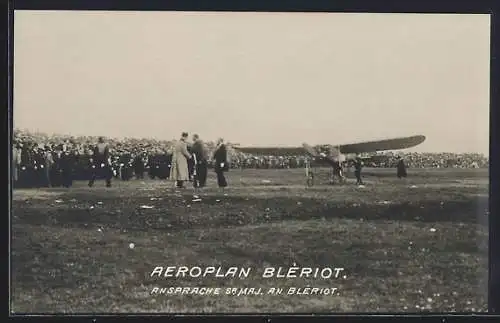 AK Wien, Simmeringer Heide, Kaiser Franz Josef I. von Österreich spricht mit Pilot Louis Bleriot