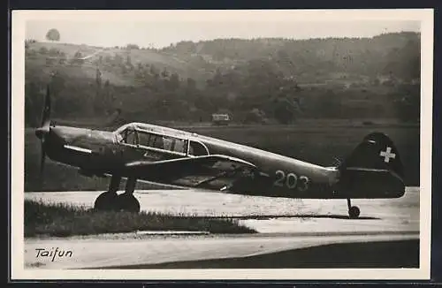 AK Schweizer Flugzeug vom Typ Taifun