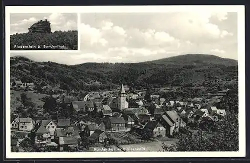 AK Bundenthal / Pfälzerwald, Fladenstein und Ortspanorama